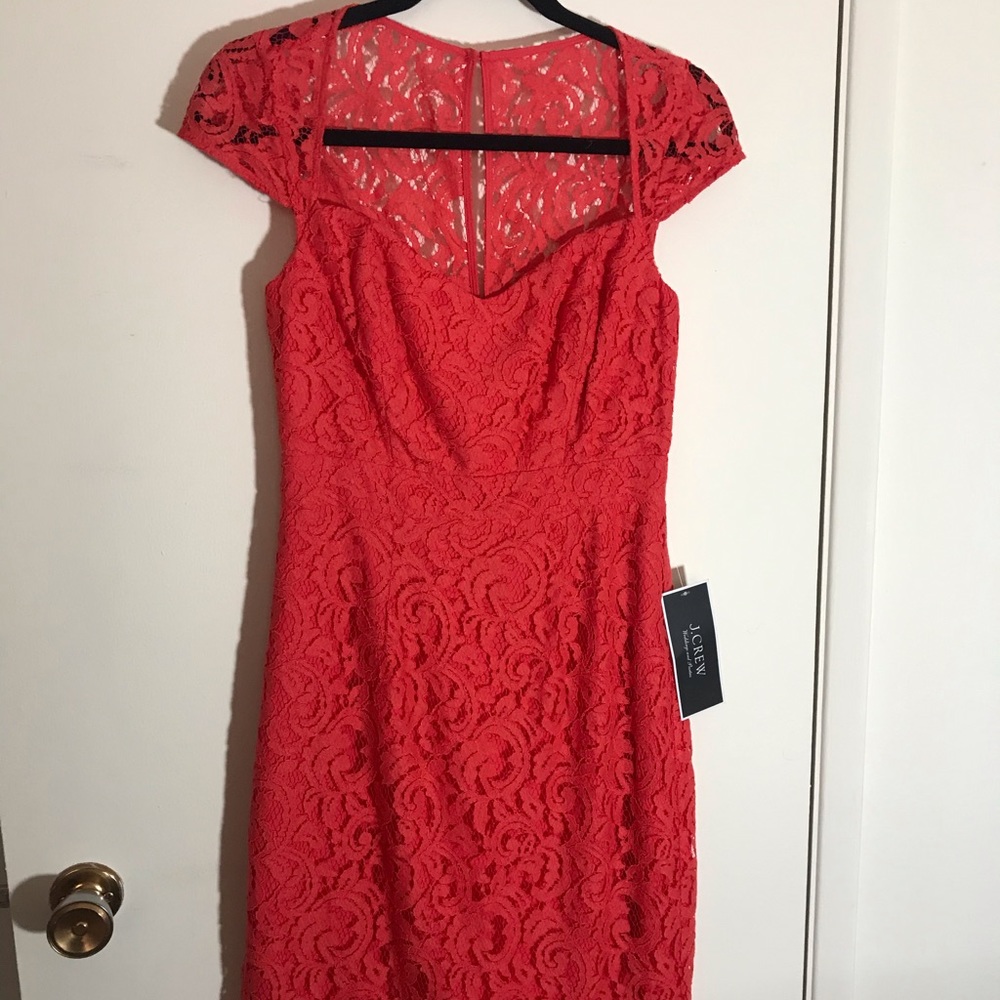NEW NEVER WORN JCREW Red Lace Dress